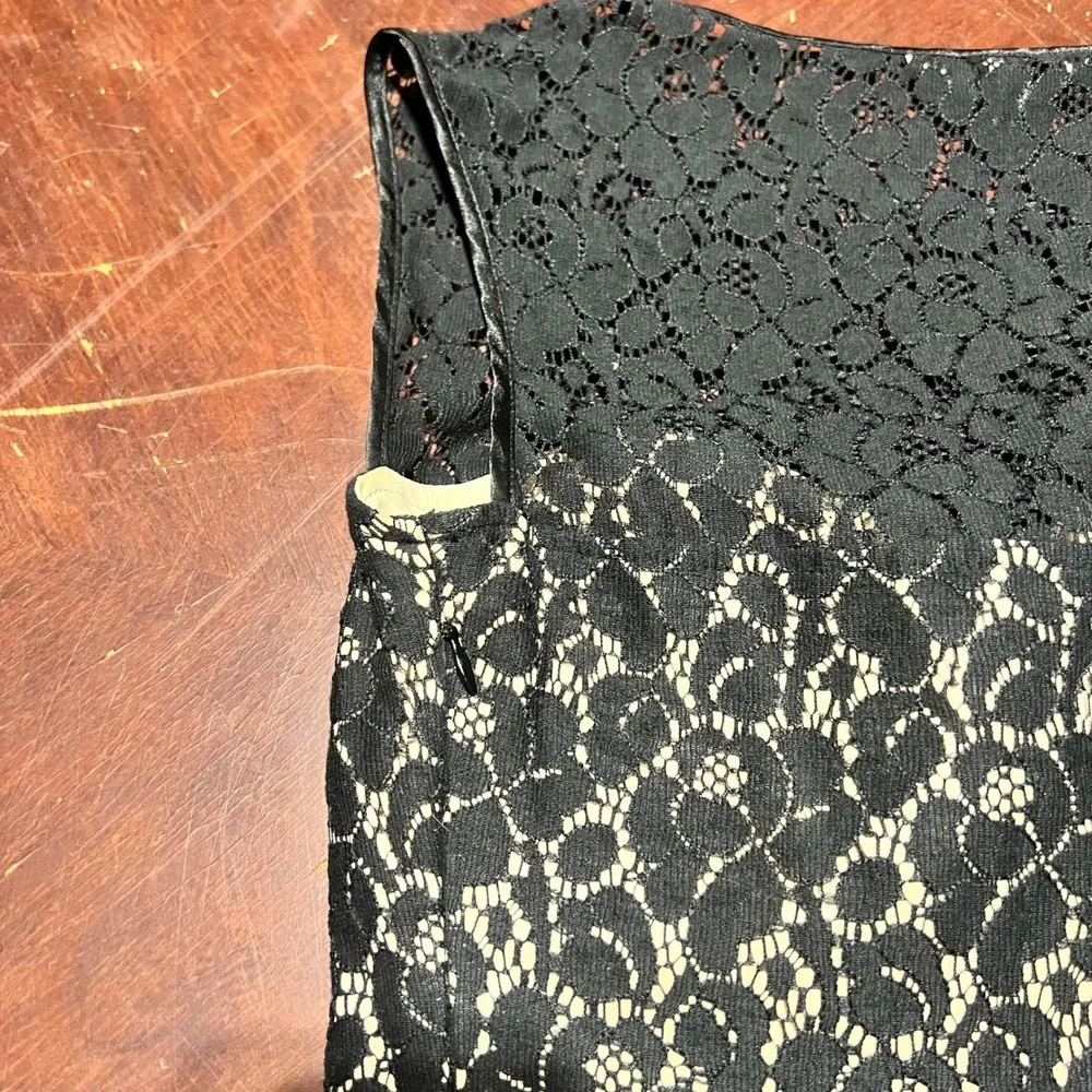 Speechless Black Floral Lace Fit and Flare Illusion Cocktail Dress Medium
